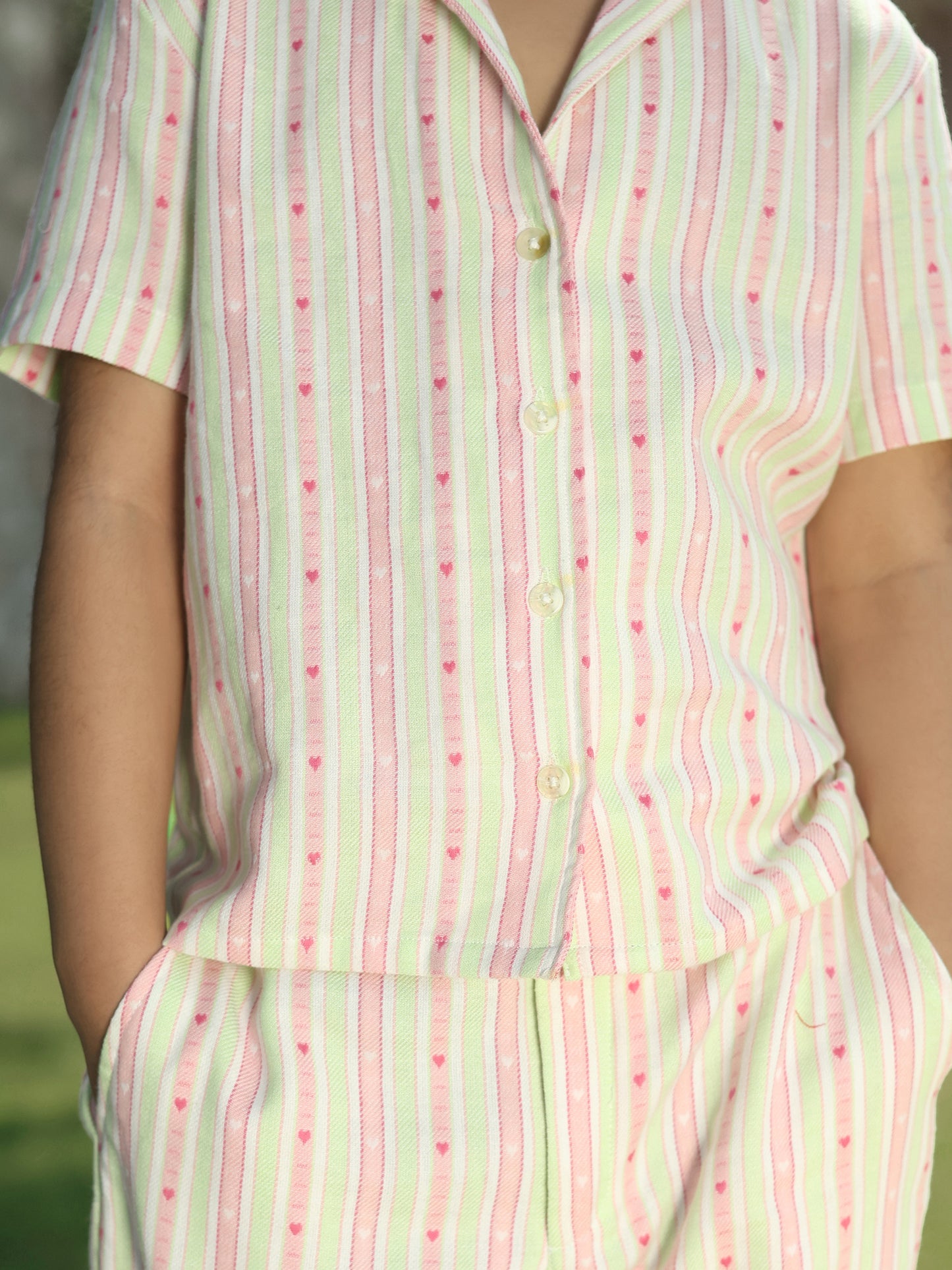 Girls Unisex Striped Cotton Co-ord Set