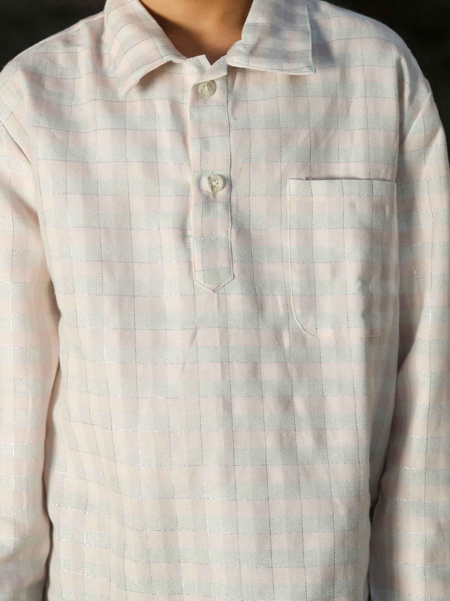 Boys’ Classic White Checkered Cotton Shirt