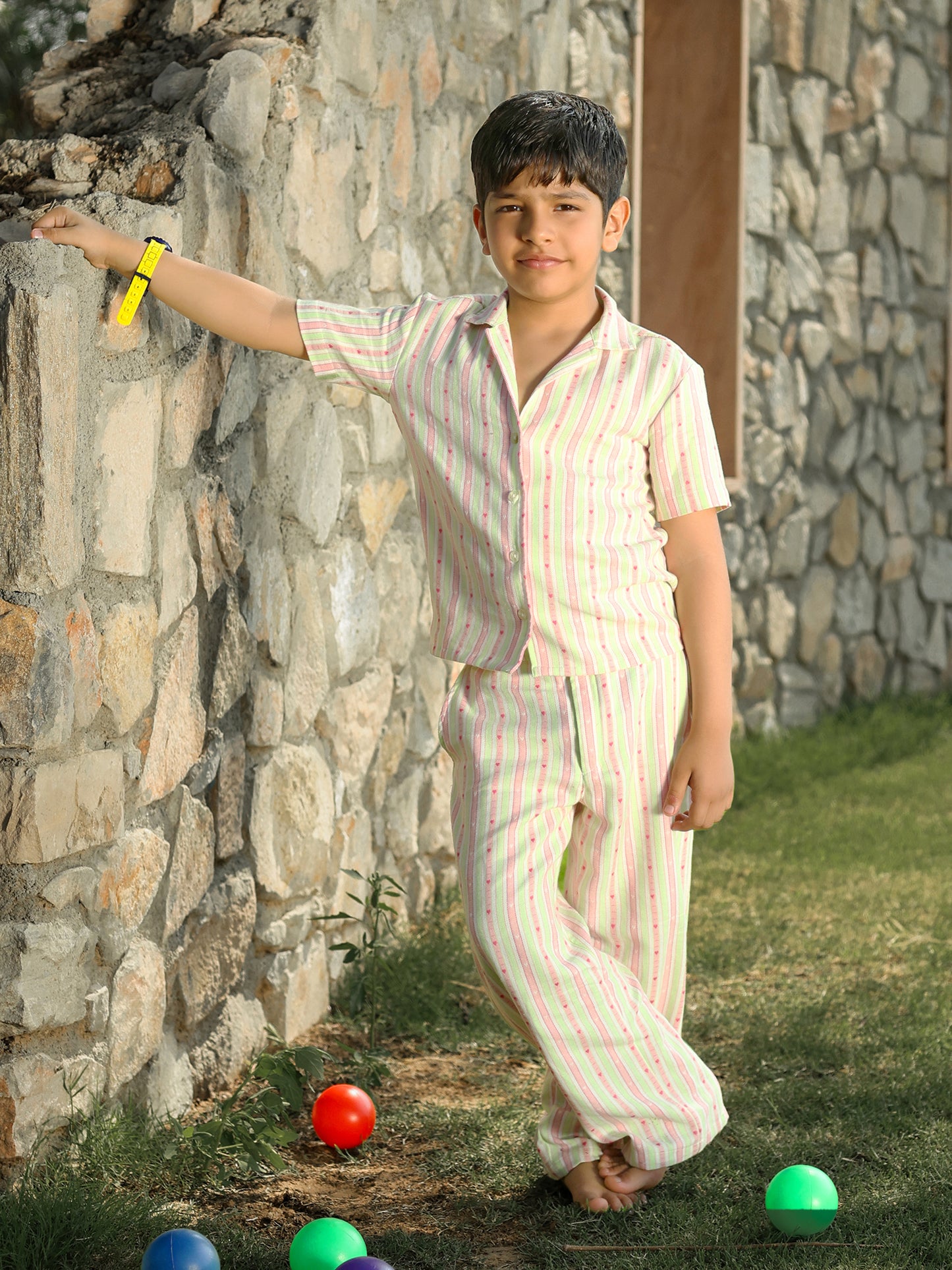 Boys Striped Cotton Co-ord Set