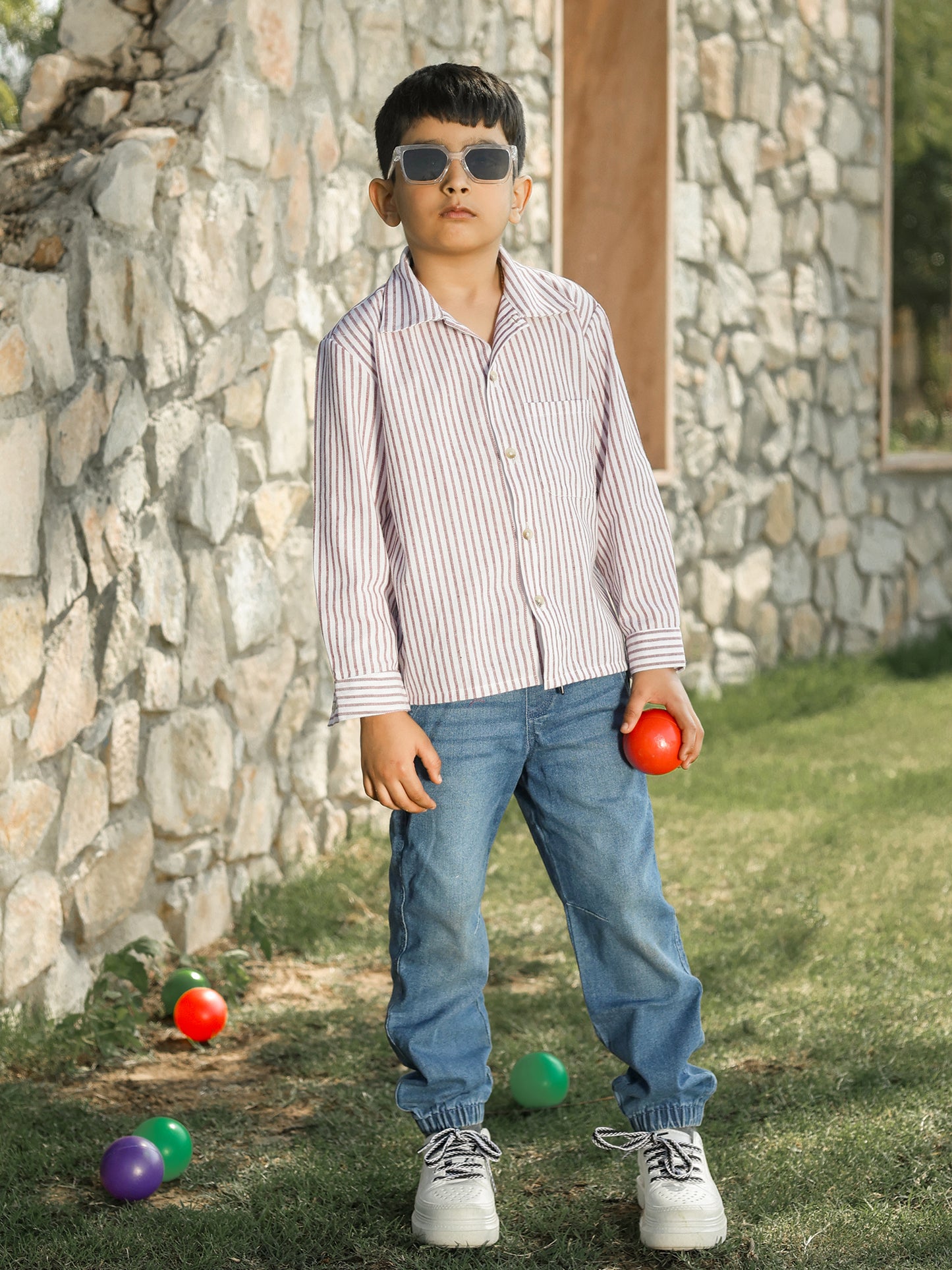 Boys Casual Striped Cotton Shir