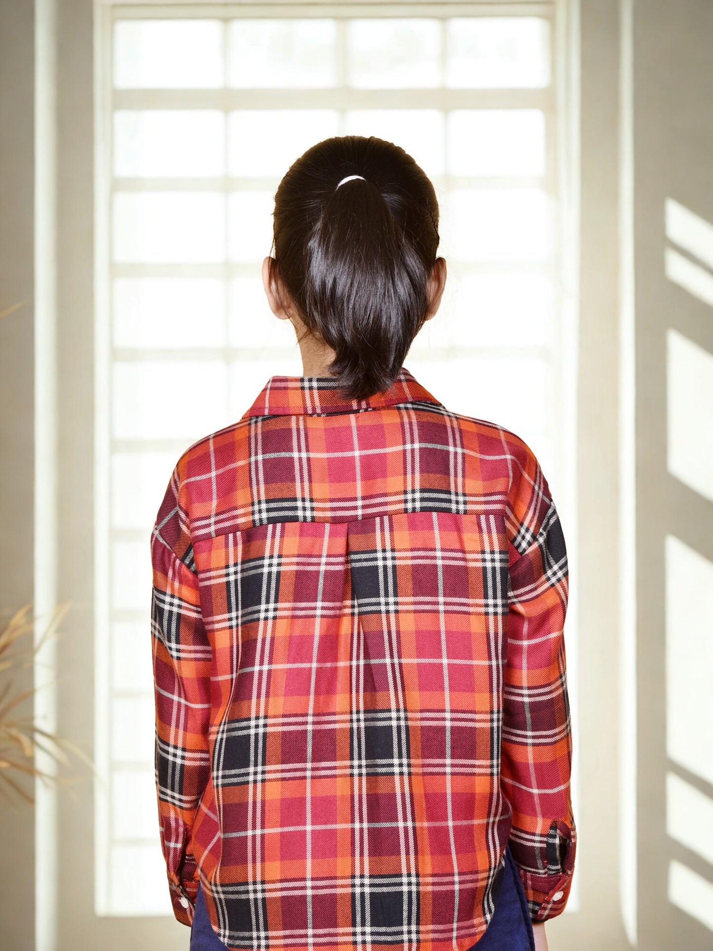 Girls' Classic Red & Black Checkered Cotton Shirt