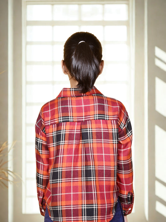 Girls' Classic Red & Black Checkered Cotton Shirt