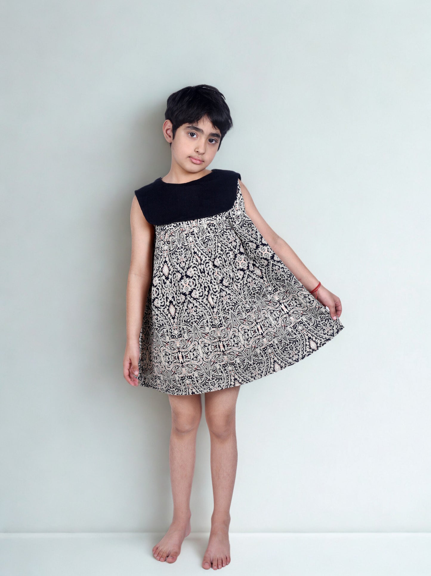 Girls Cotton Printed A-Line Dress